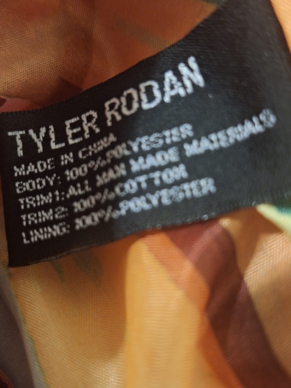 Tyler Rodan Coral Canvas Tote with Tan Trim and Multicolor Tag (13.5 X 8.5 X 4.5 - Picture 13 of 16